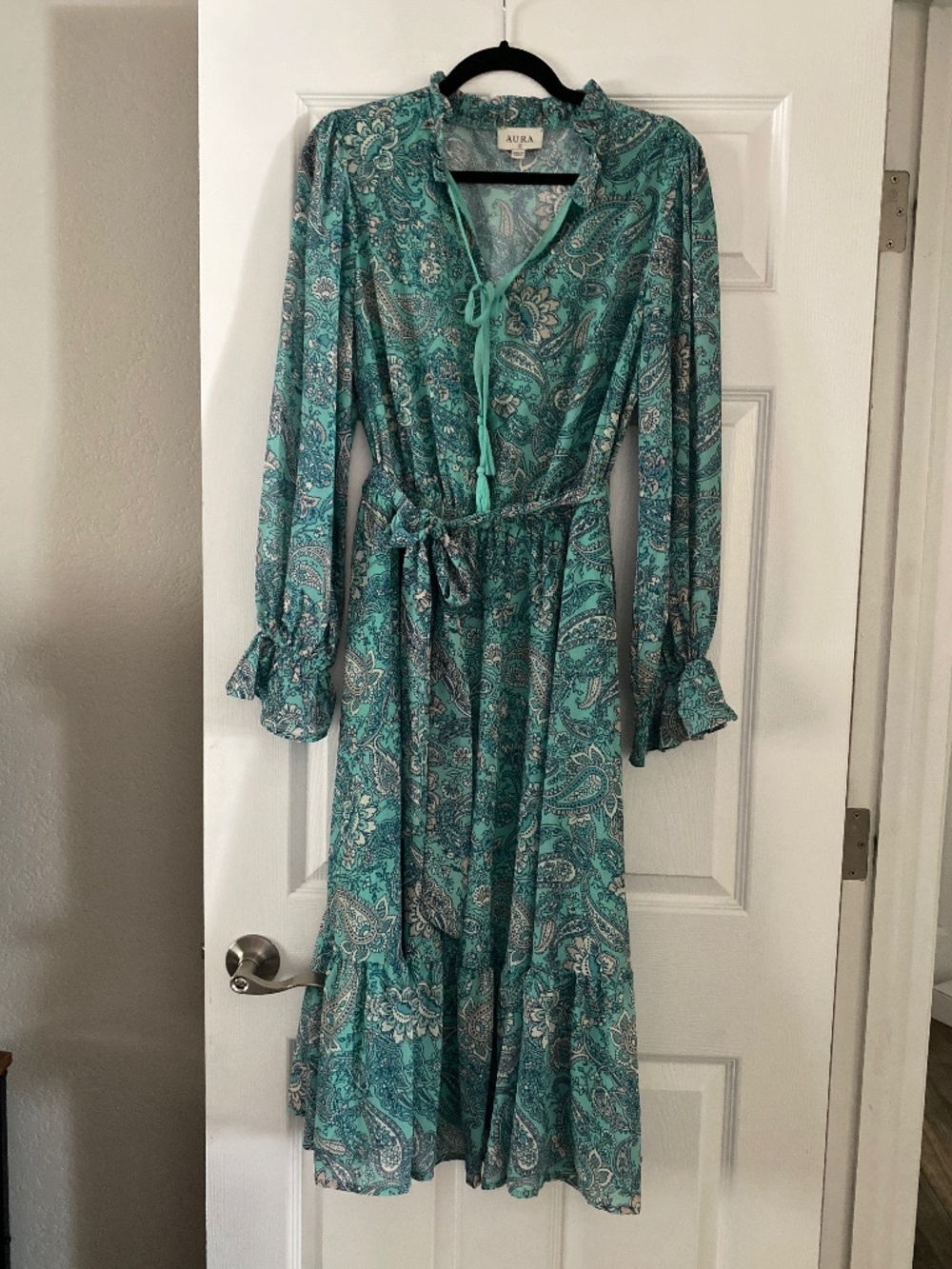 Red dress boutique turquoise paisley dress
